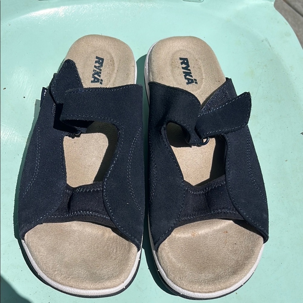 Ryka Women’s Blue Suede Slide Sandals size 8 wide - Picture 3 of 5